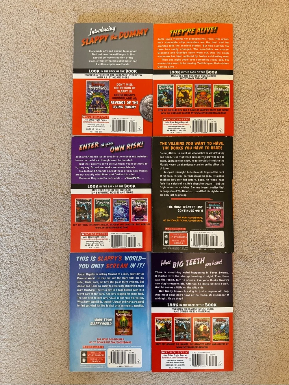 Set of 6 Goosebumps R.L. Stine paperback books kids YA horror series scary NEW